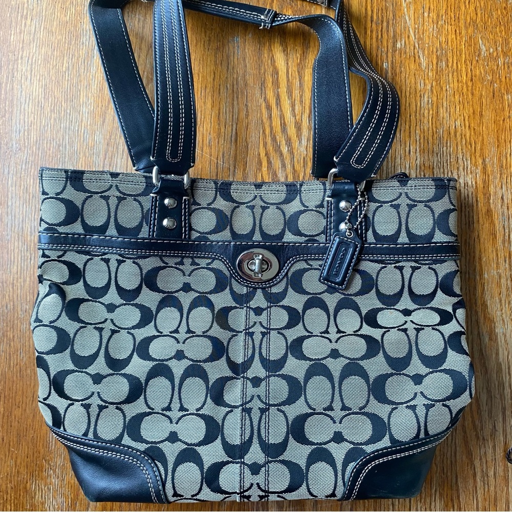 Grey and Black Coach Bag